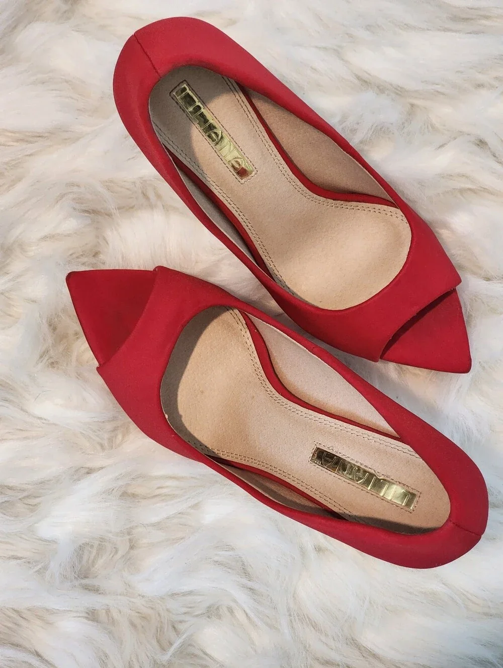 Lilliana Red Pointed Peep-Toe Platform Stiletto Heels - Women Size 10